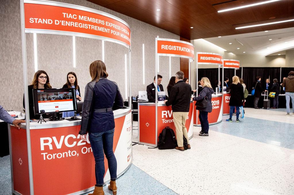 Registration booths at RVC 2019